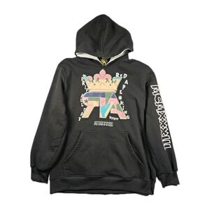 Red Ape Embroidered Logo Hoodie Mens 3XL Black Fleece Pullover Streetwear